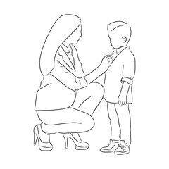 line drawing of mother dress for the child