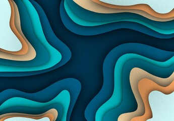 abstract blue waves background paper cut dust effect wallpaper 