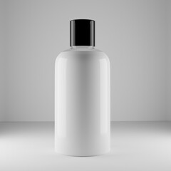 white shampoo bottle with black cap blank for mockup