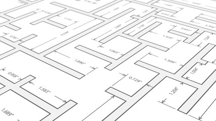 House plan project .Technical drawing background.Engineering design .3d illustration.