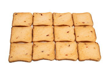 Delicious bread slices isolated on a white background.