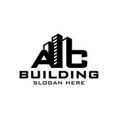 Building construction logo design with initial AC