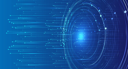 Obraz premium Helical coils emitting dot line particle Internet technology big data background.