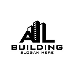 Building construction logo design with initial AL