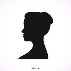Woman Face Silhouette with Stylish Hairstyle