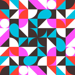 Abstract pink and blue art picture. Vector geometric mosaic wallpaper or pattern. Simple shapes make interesting ornament.