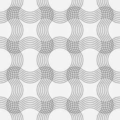 Twisted wavy lines in horazontal and vertical position. Crossed lines pattern. Seamless vector stripes on black background.