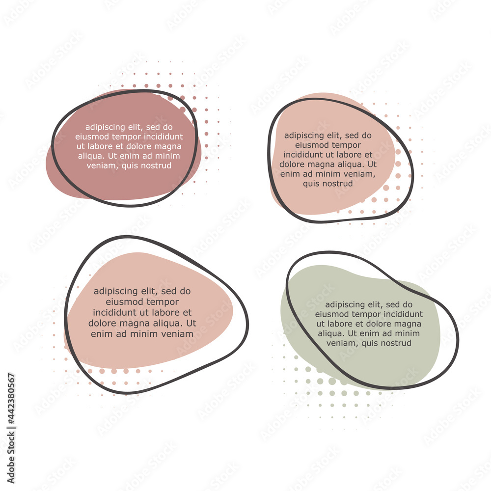 Fototapete set of modern abstract vector banners. flat geometric shapes of different colors with black outline 