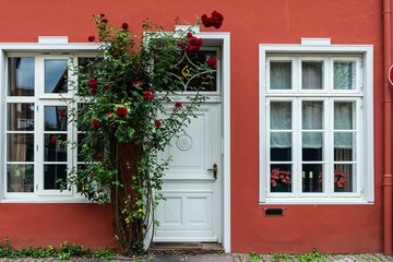 Fototapeta na wymiar Entrance of an old house in Lunenburg, Germany