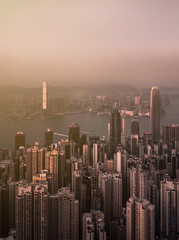 city skyline at sunset