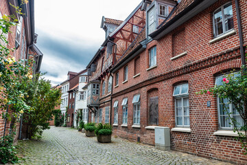Fototapeta na wymiar Street with old medieval houses in Lunenburg, Germany