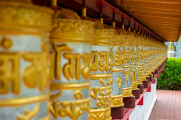 Buddhist Temple of Dag Shang Kagyu in Panillo, Aragon, Spain,  Details in a Buddhist temple Dag...