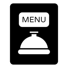 Naklejka premium Cloche on folded paper, icon of menu card