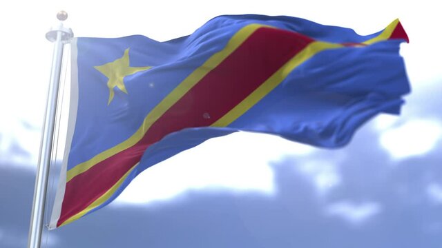 Democratic Republic of the Congo flag waving against the sky