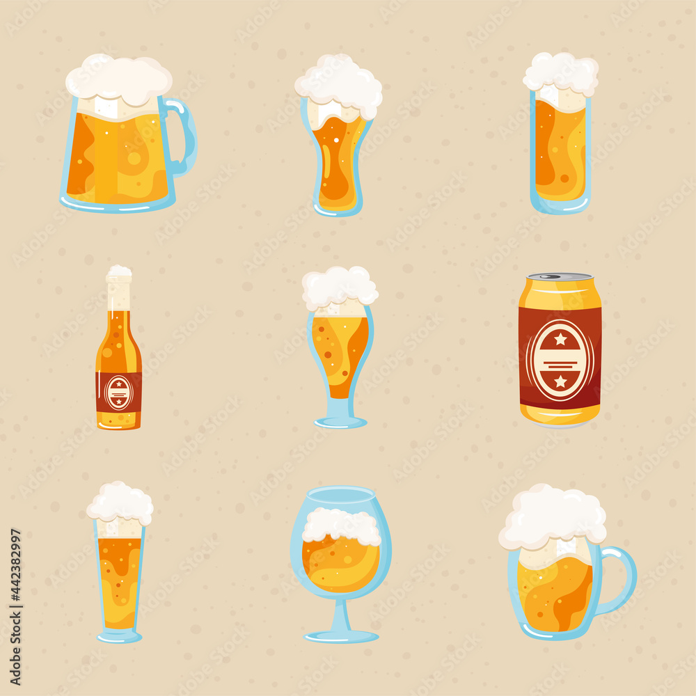 Wall mural beer icon group