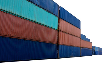 shipping container site on white background isolate