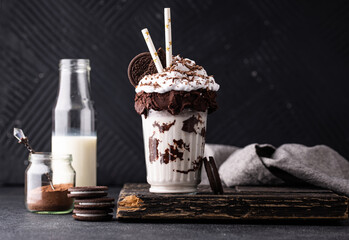 Sweet milkshake with whipped cream
