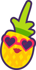 Pineapple lady fruit emoji happy emotion vector