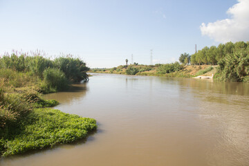 Obraz premium The Llobregat River as it passes through the Baix Llobregat region, near the city of Barcelona.