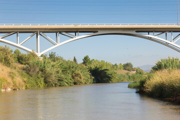 The Llobregat River as it passes through the Baix Llobregat region, near the city of Barcelona.