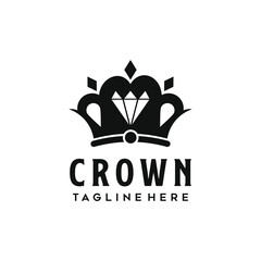 Silhouette Crown With Diamond Symbol Logo