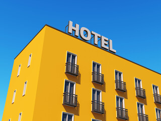 Hotel exterior perspective image 3D renderings