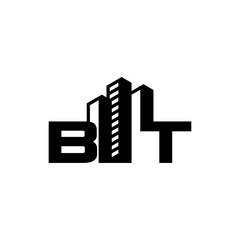 Building construction logo design with initial BT