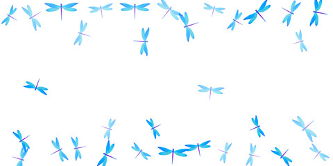 Tropical cyan blue dragonfly flat vector background. Summer colorful insects. Simple dragonfly flat girly wallpaper. Sensitive wings damselflies graphic design. Fragile creatures