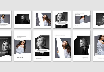 Minimal Social Post Layouts with Torn Paper Effect