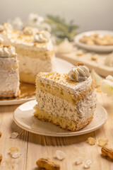 Sliced delicious vanilla cake