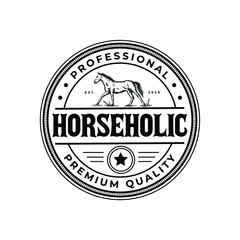 Vintage Badge Retro Horse Logo Hipster Vector Illustration Template Icon Design 