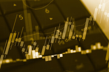 Fundamental and technical analysis for professional technical trading as concept. Digital graph of...