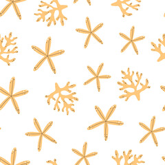 Seamless pattern with corals and starfish in the Scandinavian style - 442387541