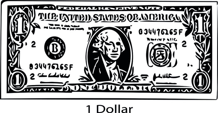 vector illustration of 1 dollar