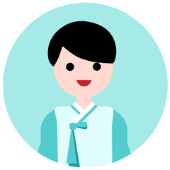 Cute Boy in Korean Hanbok Vector Illustration