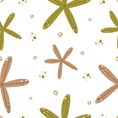 Seamless pattern with starfish green color - 442388397
