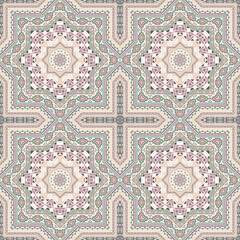 Creative victorian majolica tile seamless ornament. Ethnic structure vector motif. Pottery print design. Stylish spanish mayolica tilework repeating pattern. Floor decor graphic design.