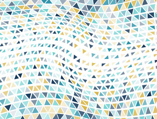 Decorative triangles halftone vector. Triangular elements transition cover background.