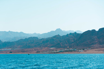 Seascape view from Dahab Sina, Egypt | Lanscape sea and mountains