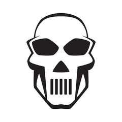 Black and white human skull icon. Symbol or emblem for logo or tattoo.