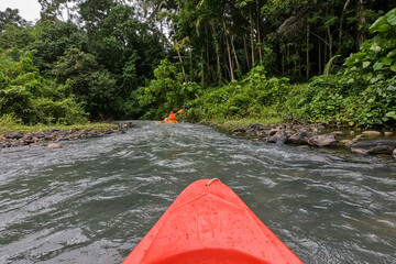 Canoe on stream rafting
