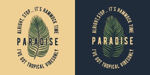 Summer surfing and tropical hawaii. Exotic plant for t-shirt print. Palm for tropic surf design - obrazy, fototapety, plakaty