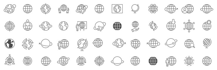 World Icon set. Simple set of globe. Globe Symbol. Globe earth. Global, internet, world, connect. Web buttons. Vector illustration. - obrazy, fototapety, plakaty