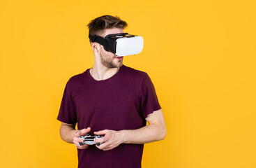 man play video games in virtual glasses, innovations