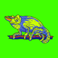 Chameleons are a family of lizards. Most can change the colour of their skins for camouflage, or to signal mood to other chameleons.