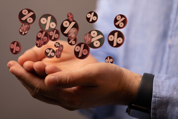 Percent sign 3d symbol modern in hand