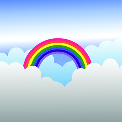 Color Rainbow With Clouds, rainbow vector