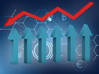 3d rendering Stock market online business concept. business Graph 