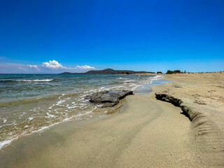 Seaside view by the Prehistoric Cemetery of oldest submerged lost city of Pavlopetri in Laconia, Greece. About 5,000 years old. It is the oldest city in the Mediterranean sea.
