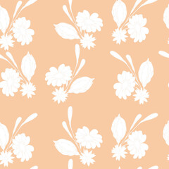 vector illustration seamless pattern small bouquet of white flowers on a pink background,for wallpaper,fabric or furniture